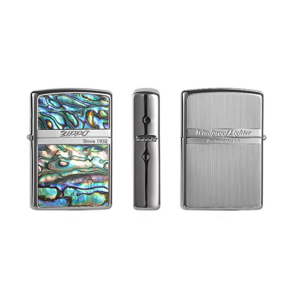 Zippo Viền Bạc Hoa Văn Khảm Trai ZN195