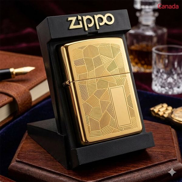 Bật Lửa Zippo Canada 1995 – Hoa Văn Shimmer Gold Plated – Đời XI La Mã Cực Hiếm C387