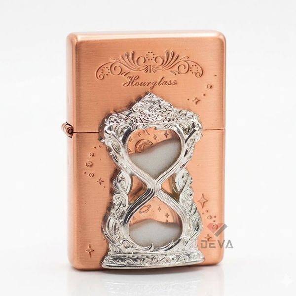 Set Zippo Vintage Đồng Đỏ Chủ Đề Đồng Hồ Cát Thời Gian ZN121