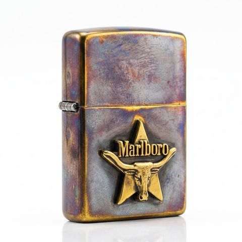 Zippo Đồng Giả Cổ Gắn Emblem Đầu Bò Marlboro ZD17