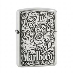 Zippo Bạc Khối Armor Khắc Hoa Văn Chủ Đề Marlboro BK64