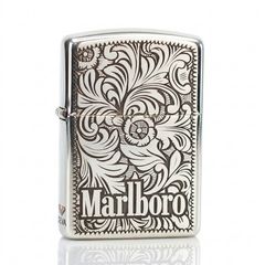 Zippo Bạc Khối Armor Khắc Hoa Văn Chủ Đề Marlboro BK64