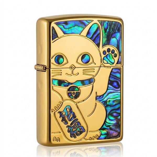 Zippo Khảm Trai Mèo Thần Tài May Mắn Maneki-Neko ZN149