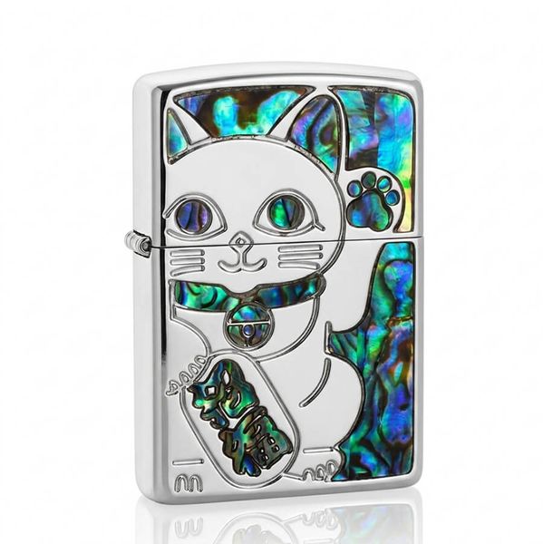Zippo Khảm Trai Mèo Thần Tài May Mắn Maneki-Neko ZN149