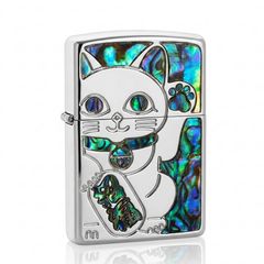 Zippo Khảm Trai Mèo Thần Tài May Mắn Maneki-Neko ZN149
