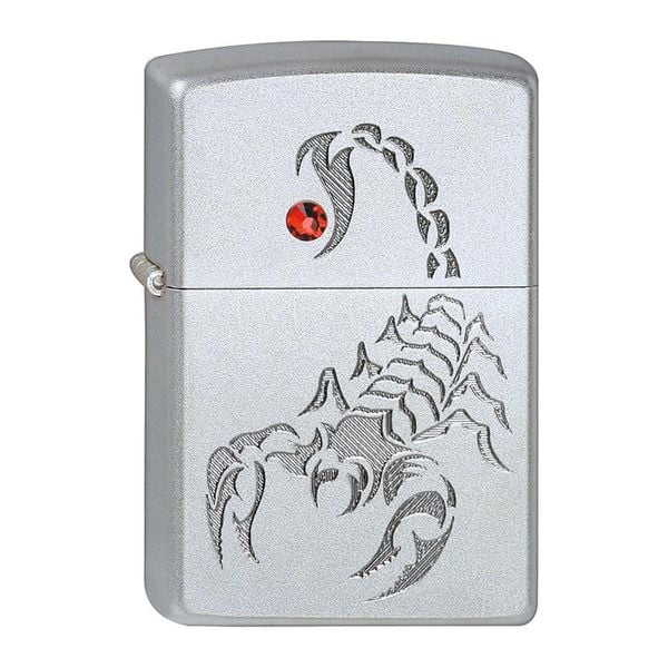 Zippo Satin Khắc Bọ Cạp Đính Đá ZN69