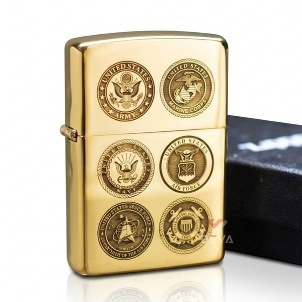 Zippo Khắc CNC Logo Các Binh Chủng Quân Đội Hoa Kỳ ZK166