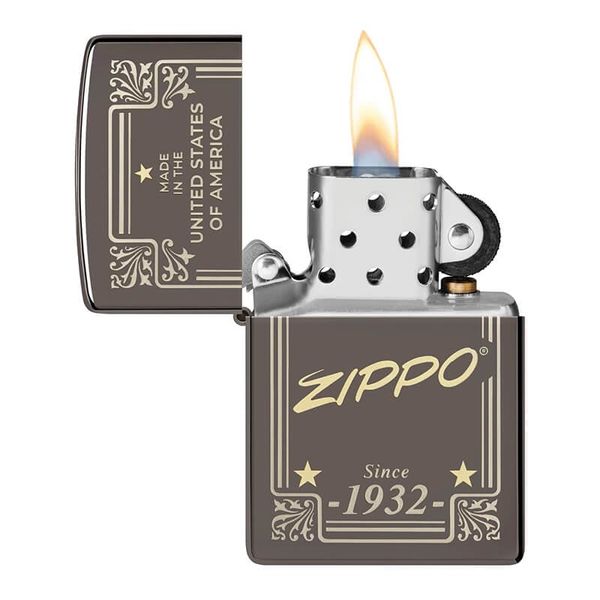 Zippo Đen Khắc Khung Thương Hiệu Zippo Framed Design Z182