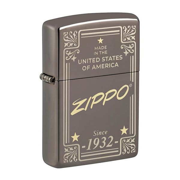 Zippo Đen Khắc Khung Thương Hiệu Zippo Framed Design Z182