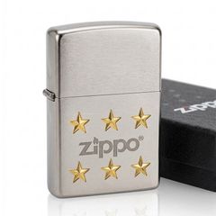 Zippo Mạ Satin Khắc Logo Hãng Kèm Ngôi Sao Mạ Vàng ZK20