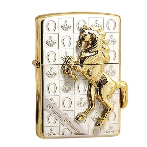 Zippo Ốp Nổi Con Ngựa Winning Whiny Mạ Vàng ZN100
