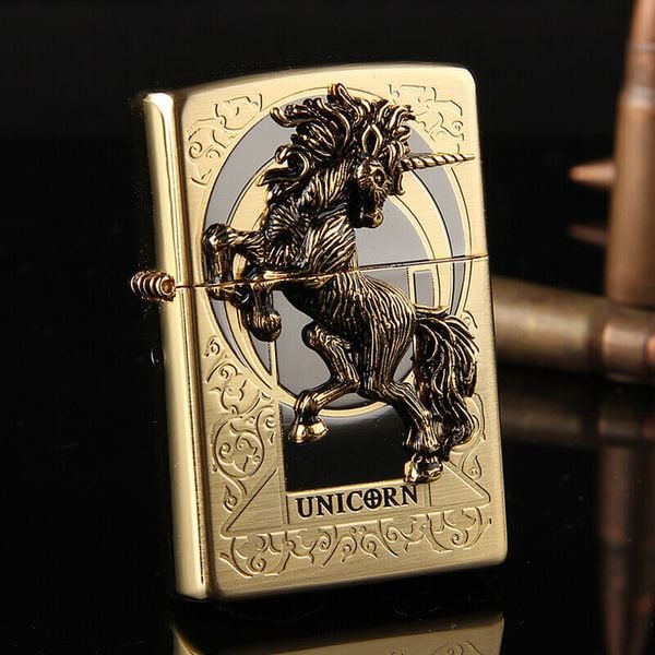 Bật lửa zippo chính hãng hình ngựa Unicorn Gold Z38