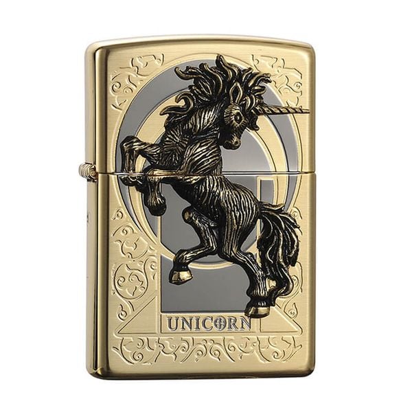 Bật lửa zippo chính hãng hình ngựa Unicorn Gold Z38