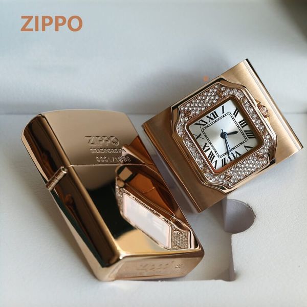 Zippo xuất Nhật gắn mặt đồng hồ cao cấp ZN295