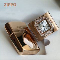 Zippo xuất Nhật gắn mặt đồng hồ cao cấp ZN295
