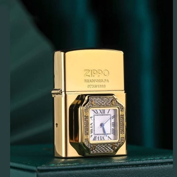 Zippo xuất Nhật gắn mặt đồng hồ cao cấp ZN295
