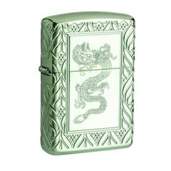Zippo Armor Xanh Ngọc Bích Khắc Rồng Elegant Dragon Design Z336