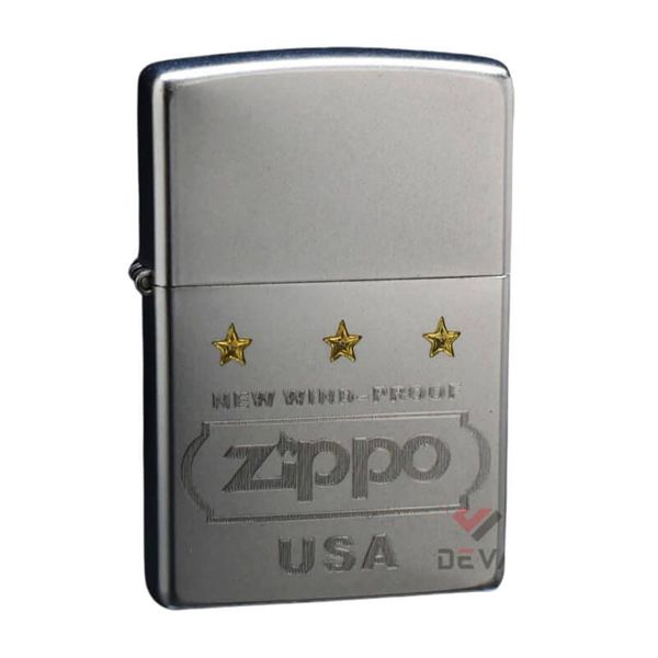 Zippo Satin Khắc New Wind-proof Zippo Kèm Ngôi Sao Vàng ZK21