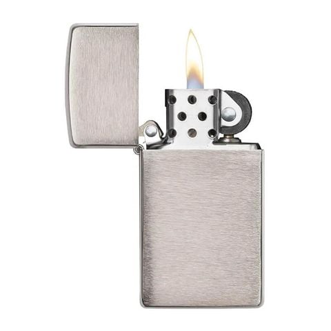 Zippo Slim Vân Trơn Xước Màu Bạc Z154