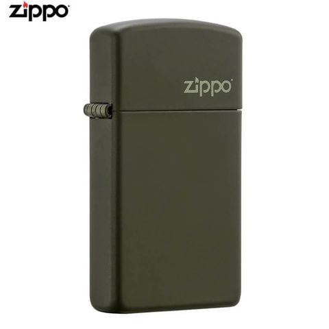 Zippo Slim Sơn Xanh Bộ Đội In Logo Hãng 1627 ZT03