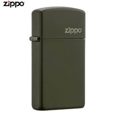 Zippo Slim Sơn Xanh Bộ Đội In Logo Hãng 1627 ZT03