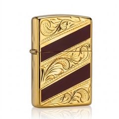 Zippo Sơn Mài Hoa Văn Mạ Vàng Kẻ Chéo ZN67