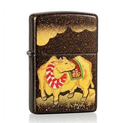 Zippo Sơn Mài In Chủ Đề Trâu Vàng ZN368