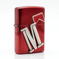 Zippo Sơn Đỏ Ốp Nổi Thương Hiệu Marlboro ZN361