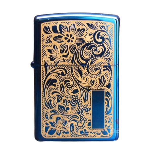 Zippo Xanh Sapphire Khắc CNC Hoa Văn Vennetian ZK67