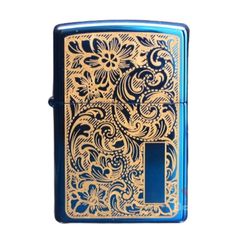 Zippo Xanh Sapphire Khắc CNC Hoa Văn Vennetian ZK67
