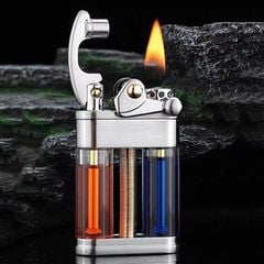 Bật lửa xăng đá chính hãng Zorro 2 bình chứa trong suốt đánh lửa bán tự động Z721