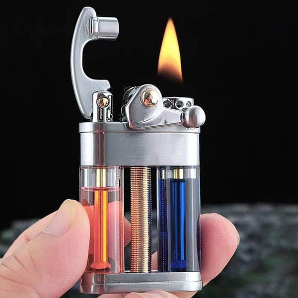 Bật lửa xăng đá chính hãng Zorro 2 bình chứa trong suốt đánh lửa bán tự động Z721