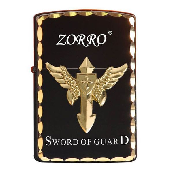 Bật lửa xăng đá Zorro ốp Emblem chủ đề Sword Of Guard Z8667