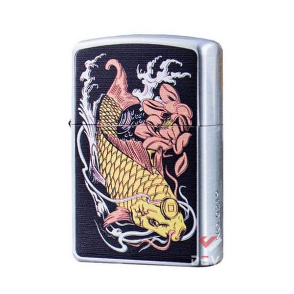 Bật lửa xăng đá Zorro hình cá chép đầm sen bản giới hạn Z2-1117