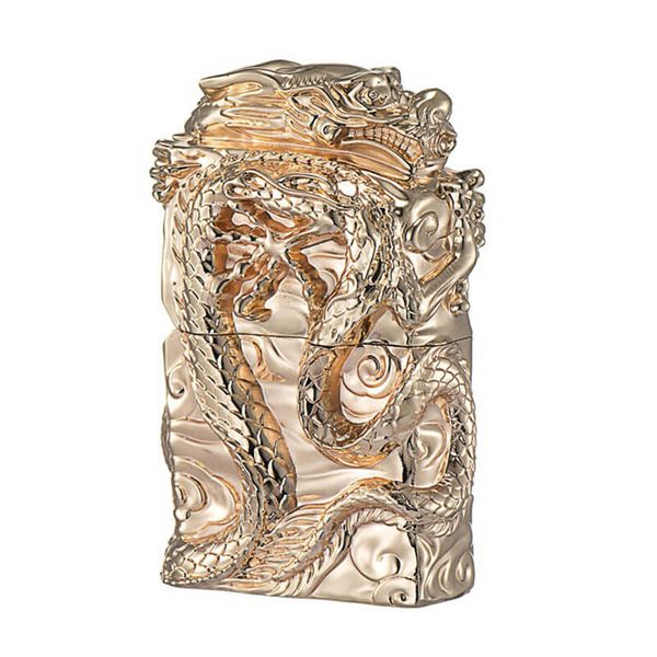 Bật lửa xăng đá Zorro bọc vỏ dày ốp tượng rồng chầu Z-KJ1009