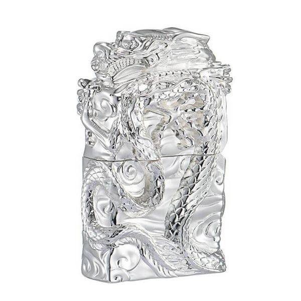 Bật lửa xăng đá Zorro bọc vỏ dày ốp tượng rồng chầu Z-KJ1009