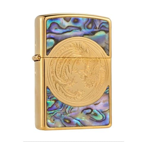 Bật lửa chính hãng Zorro khảm trai khắc chim phượng hoàng Z92057