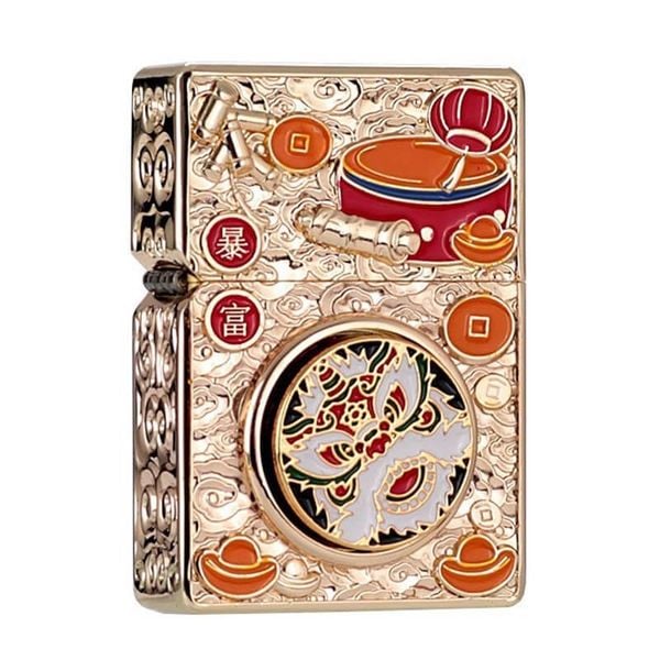 Bật lửa Zorro bọc vỏ dày vòng xoay đầu Lân may mắn Z-KJ1025