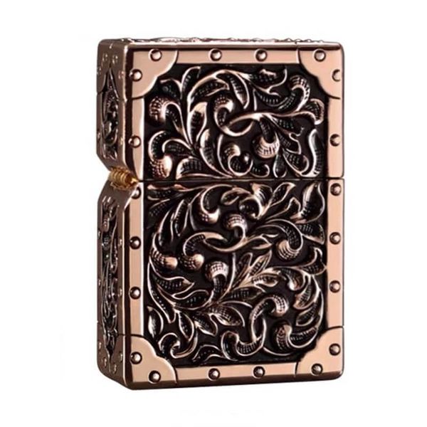 Bật lửa xăng đá Zorro bọc vỏ dày dập nổi hoa văn cổ điển Z91300