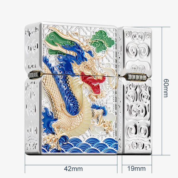 Bật lửa xăng đá Zorro bọc vỏ dày khắc nổi rồng thần Z-KJ1024