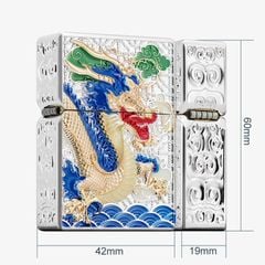 Bật lửa xăng đá Zorro bọc vỏ dày khắc nổi rồng thần Z-KJ1024