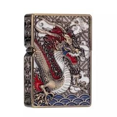 Bật lửa xăng đá Zorro bọc vỏ dày khắc nổi rồng thần Z-KJ1024