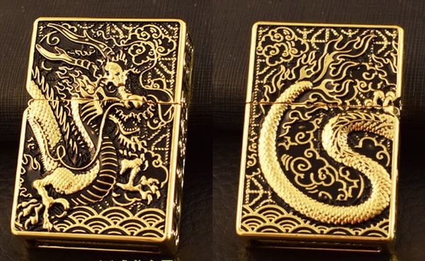 Bật lửa xăng đá Zorro bọc vỏ dày khắc nổi rồng thần Z-KJ1024