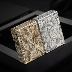 Bật lửa xăng đá Zorro bọc vỏ dày khắc nổi tướng Quan Vũ Z-KJ1005