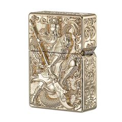 Bật lửa xăng đá Zorro bọc vỏ dày khắc nổi tướng Quan Vũ Z-KJ1005