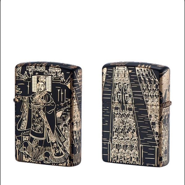 Bật lửa xăng đá Zorro chủ đề Tần Thủy Hoàng Đế mạ vàng Z2-1071
