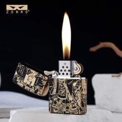 Bật lửa xăng đá Zorro chủ đề Tần Thủy Hoàng Đế mạ vàng Z2-1071