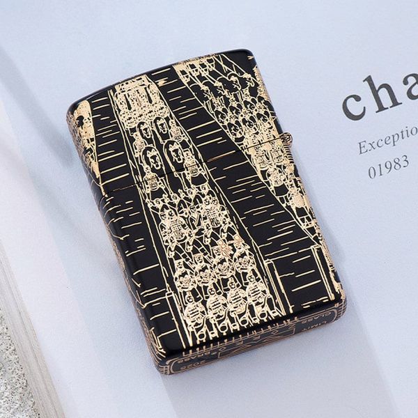 Bật lửa xăng đá Zorro chủ đề Tần Thủy Hoàng Đế mạ vàng Z2-1071
