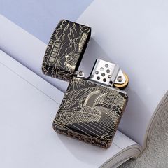 Bật lửa xăng đá Zorro chủ đề Vạn Lý Trường Thành mạ vàng Z2-1076