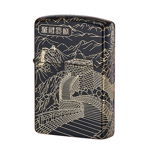 Bật lửa xăng đá Zorro chủ đề Vạn Lý Trường Thành mạ vàng Z2-1076